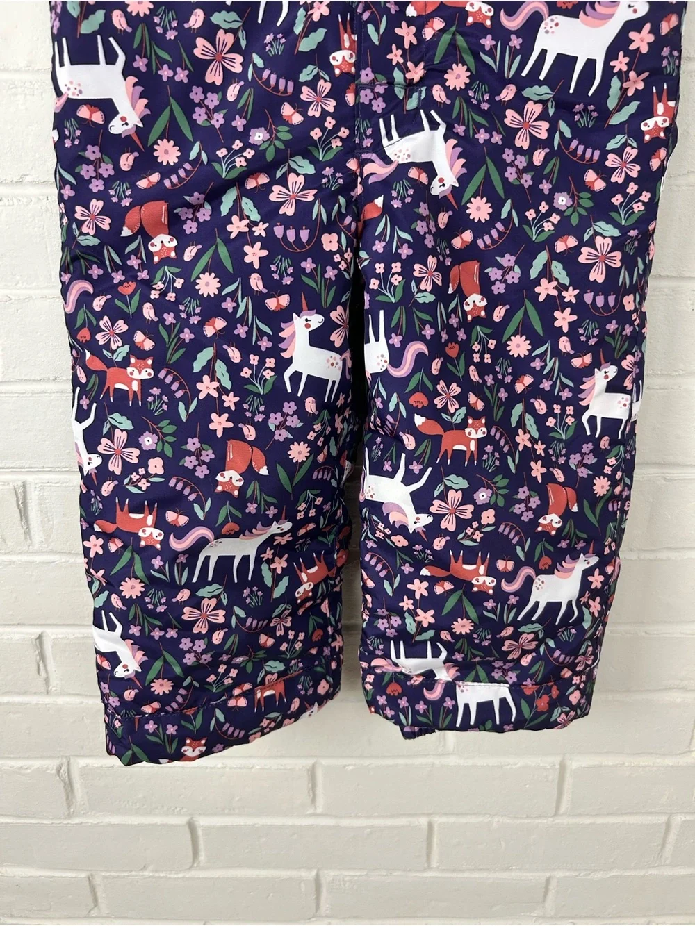 The Children’s Place Girls Unicorn Woodland Animal Print Snow Bib Pants Size 2T